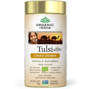 Ceai tulsi lamaie ghimbir 100g - ORGANIC INDIA