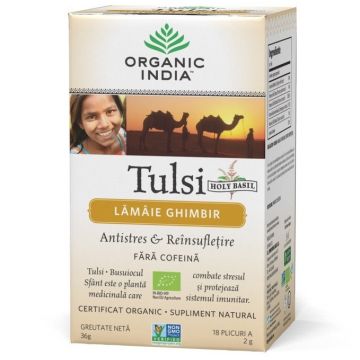 Ceai tulsi lamaie ghimbir 18dz - ORGANIC INDIA