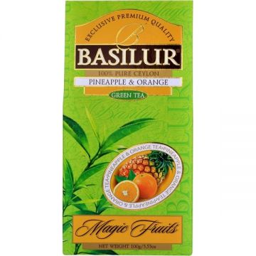 Ceai verde ceylon Magic Fruits ananas portocala refill 100g - BASILUR