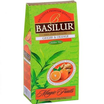 Ceai verde ceylon Magic Fruits ghimbir portocala refill 100g - BASILUR
