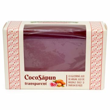 Sapun transparent Coco argan migdale dulci parfum roze 50g - MANICOS