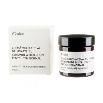 Crema multi-activa de noapte pentru ten normal cu ceramide si hyaluron, 60ml, Sabio