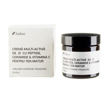 Crema multi-activa de zi pentru ten matur cu peptide + ceramide si vitamina C, 60ml, Sabio