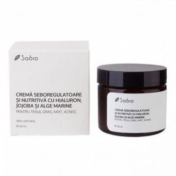 Crema seboregulatoare si nutrit cu acid hialuronic + jojoba si alge marine, 60ml, Sabio