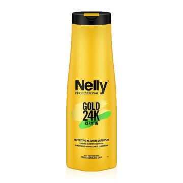 Sampon nutritiv cu keratina si ulei de argan Gold 24K Keratin, 400ml, Nelly Professional