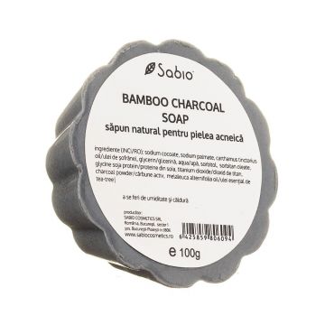 Sapun natural pentru pielea acneica Bamboo Charcoal, 100g, Sabio