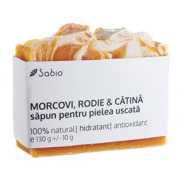 Sapun natural pentru pielea uscata cu morcovi + rodie si catina, 130g, Sabio