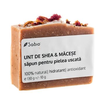 Sapun pentru pielea uscata cu unt de shea si macese, 130g, Sabio