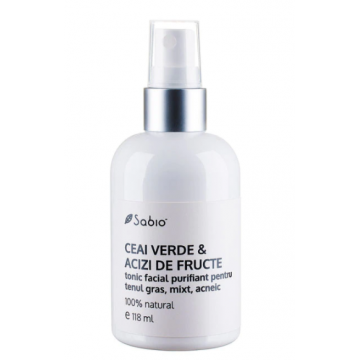 Tonic facial purifiant cu ceai verde si acizi de fructe, 118ml, Sabio