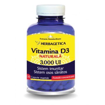 Vitamina D3 Naturala 3000 UI, 120 capsule vegetale, Herbagetica