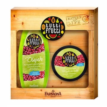 Set Cadou pere merisoare [Ulei baie dus 425ml+Unt corp 200ml] Tutti Frutti 2b - FARMONA