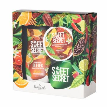 Set Cadou portocale scortisoara caramel [Gel baie dus 300ml+Crema corp 200ml] Sweet Secret 2b - FARMONA