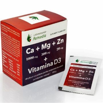 Calciu Mg Zn D3 10pl - REMEDIA