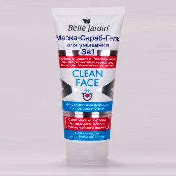Masca scrub gel antiacnee acid salicilic aloe ulei arbore ceai 200ml - BELLE JARDIN