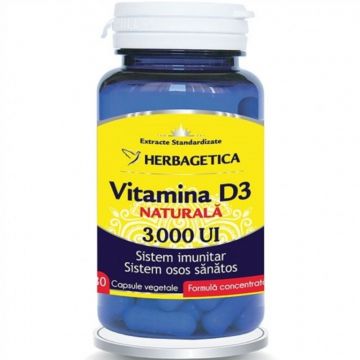 Vitamina D3 naturala 3000ui 30cps - HERBAGETICA