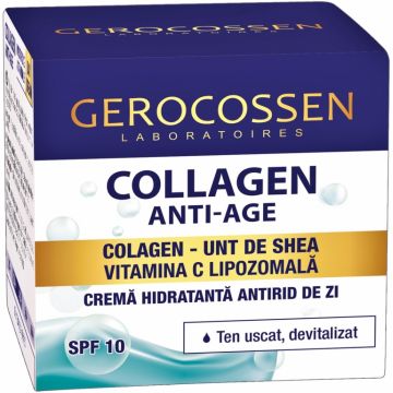 Crema zi antirid hidratanta ten uscat devitalizat spf10 Collagen AntiAge 50ml - GEROCOSSEN