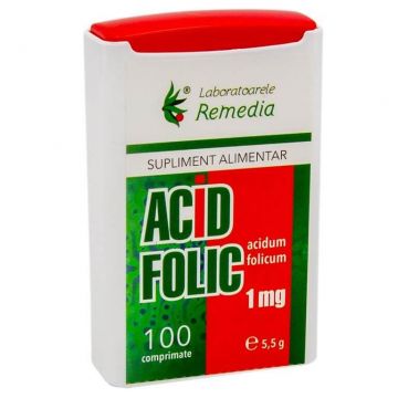 Acid Folic 1mg, 100 comprimate, Remedia