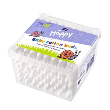 Bețișoare de urechi cu opritor Baby Happy, 56 + 8 bucăți, Bella