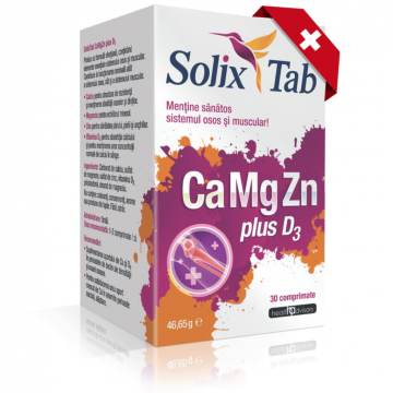 Ca Mg Zn Plus D3 Solix Tab, 30 comprimate, Health Advisors