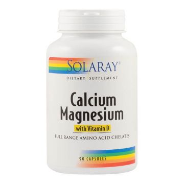 Calciu, Magneziu și Vitamina D Solaray, 90 capsule, Secom