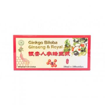 Ginkgo Biloba, Ginseng si Royal Jelly 10 ml, 10 fiole, Sanye