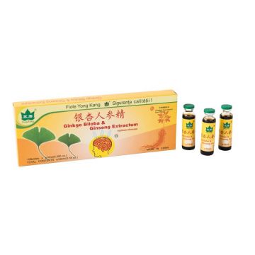 Ginkgo Biloba și Ginseng Extractum, 10 fiole, Yongkang International China