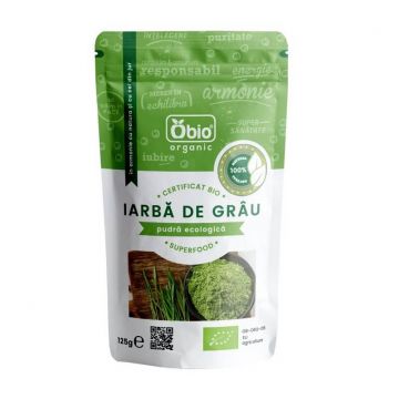 Iarba de grau pulbere bio, 125g, Obio