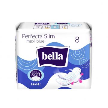 Absorbante Perfecta Slim Maxi Blue Extra Soft, 8 bucati, Bella