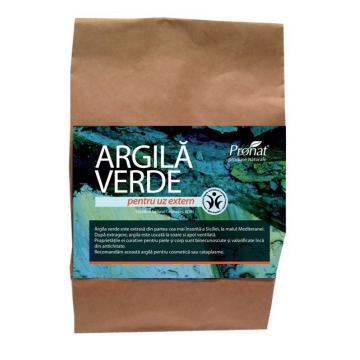 Argila verde cu pulbere fina pentru uz extern, 500g, Pronat