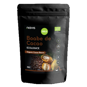 Boabe de cacao intregi ecologice, 250g, Niavis