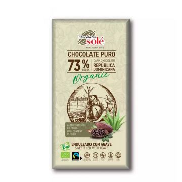 Ciocolata neagra cu 73% cacao si sirop de agave Bio, 100g, Chocolates Sole