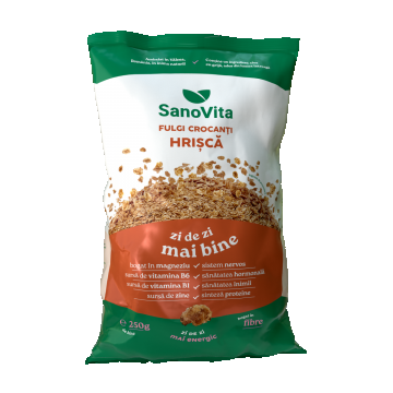 Fulgi crocanti de hrisca, 250g, SanoVita Fulgi crocanti de hrisca, 250g, SanoVita
