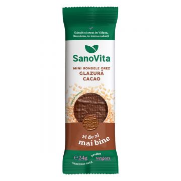 Mini rondele din orez cu cacao, 24g, SanoVita