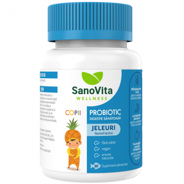 Probiotic jeleuri cu aroma de ananas pentru copii Wellness, 30 bucati, SanoVita
