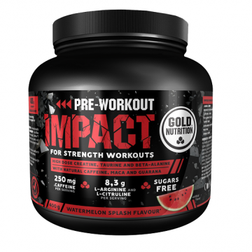 Pudra proteica cu aroma de pepene verde Pre Workout Impact, 400g, Gold Nutrition