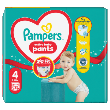 Scutece Active Baby Pants pentru 9-15 kg Marimea 4, 25 bucati, Pampers