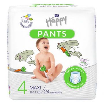 Scutece-chilotel Happy Pants Maxi 8-14kg, 24 bucati, Bella Baby