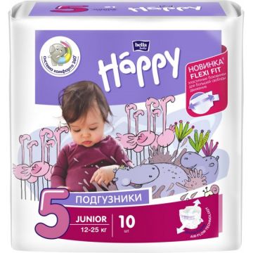 Scutece Happy Junior marimea 5 12-25kg, 10 bucati, Bella Baby