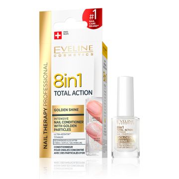 Tratament profesional 8 in 1 Golden Shine Nail Therapy, 12ml, Eveline Cosmetics