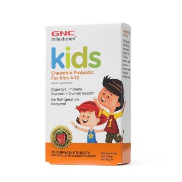 Milestones Probiotice Masticabile pentru copii 4-12 ani cu aromă de căpșuni (424550), 30 tablete, GNC