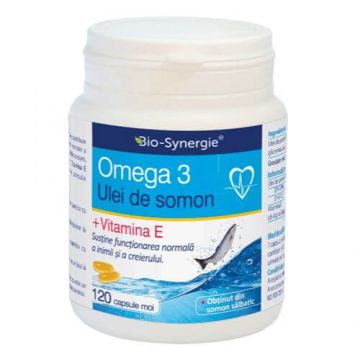 Omega 3 ulei de somon + vitamina E, 120 capsule, Bio Synergie