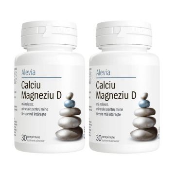 Pachet Calciu Magneziu D, 30 comprimate + 30 comprimate, Alevia