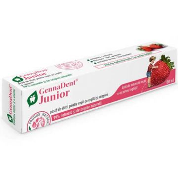 Pastă de dinți pentru copii cu argilă și căpşuni GennaDent Junior, 80 ml, Vivanatura