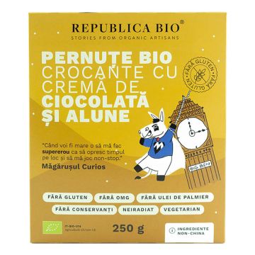 Pernute Bio crocante cu crema de ciocolata FARA GLUTEN, 250 g, Republica BIO