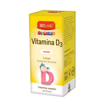 Picături soluție orală Vitamina D3 Bioland Junior, 10 ml, Biofarm