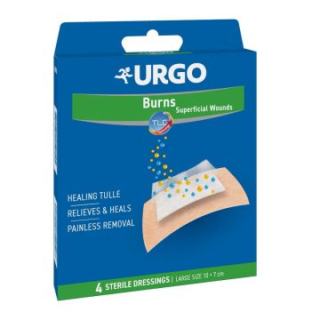 Plasturi mari pentru arsuri și răni superficiale, 4 bucăți, Urgo