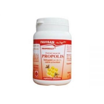 PROPOSALV extract uscat de Propolis cu cu vitamina C, calciu și lecitina, 100 ml, Favisan