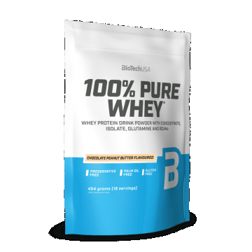 Pudra proteică 100% Pure Whey Chocolate - Peanut Butter, 454 g, BioTech USA