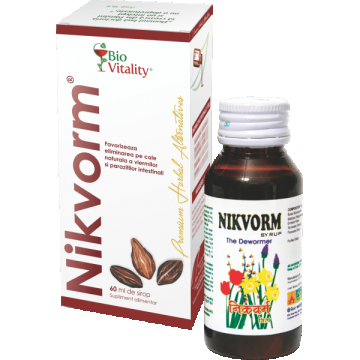 Sirop pentru eliminarea paraziților intestinali Nikvorm Bio Vitality, 60 ml, Hisimo