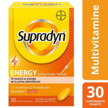 Supradyn Energy, Multivitamine și Coenzima Q10, 30 comprimate filmate, Bayer
